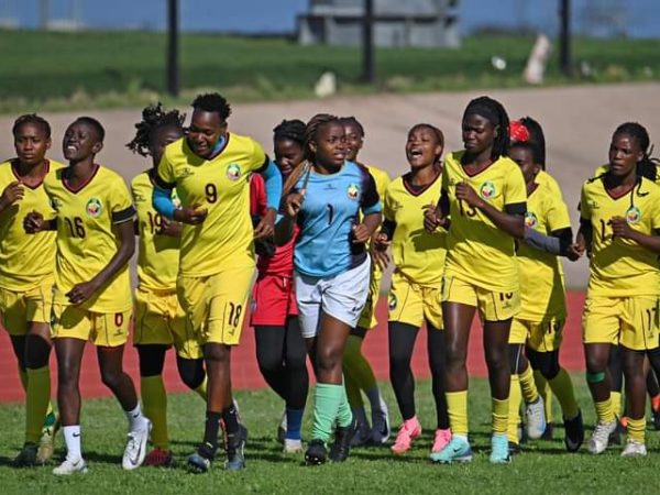 Mozambique players warming up during the 2024 Cosafa Womens Championship training session for Mozambique at Gelvandale Stadium in Gqeberha on 30 October 2024 © Ryan Wilkisky/BackpagePix
